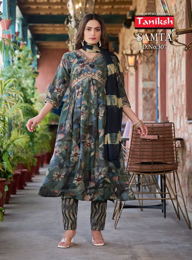 Samta Vol 3 By Taniksh Alia Cut Printed Kurti With Bottom Dupatta Wholesale Shop In Surat
